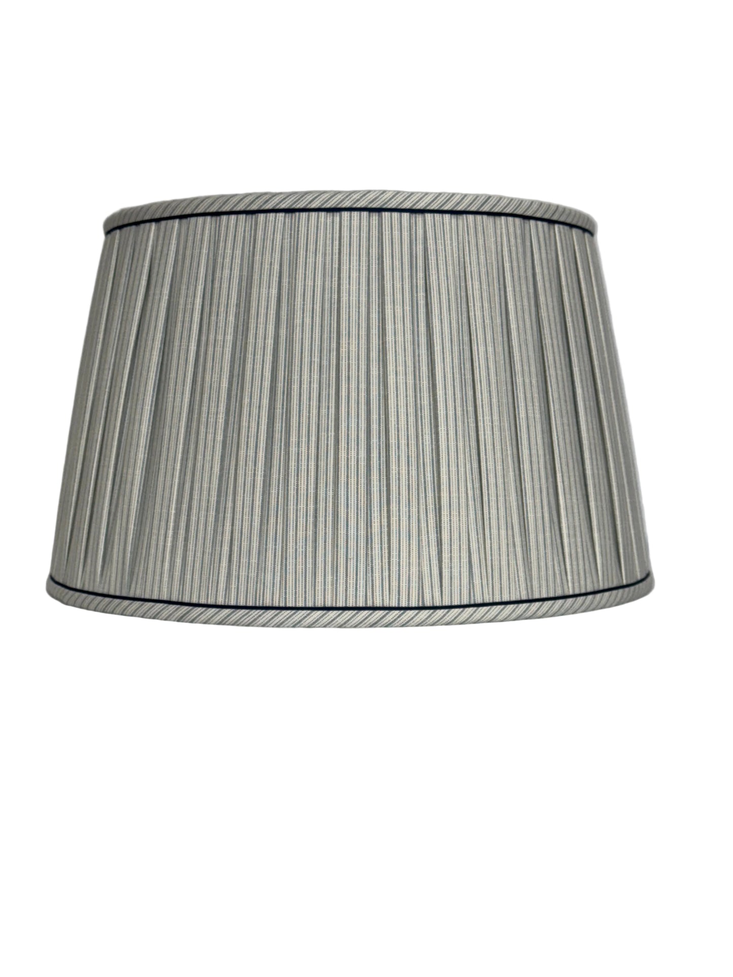 Open Box Pleat Blue and White Ticking Shade