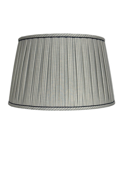 Open Box Pleat Blue and White Ticking Shade
